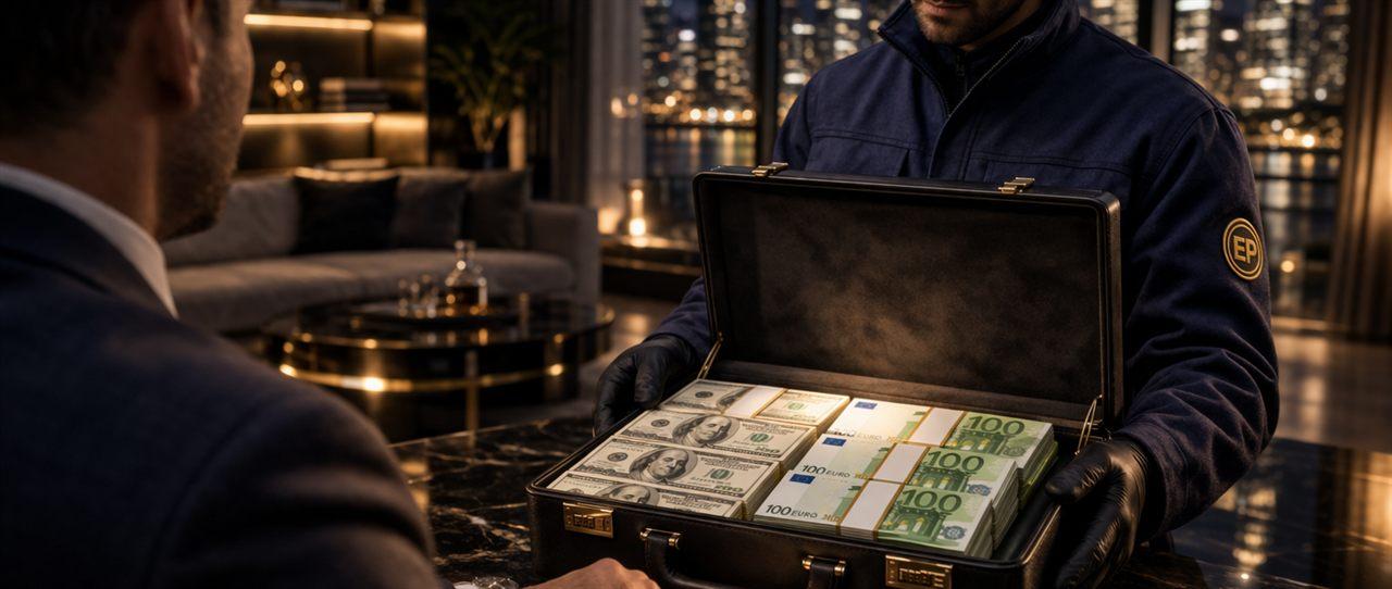 Private-сделка с выдачей наличных и валюты в защищённом кейсе